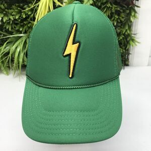 Local Beach Lightning Bolt Hat Cap Snap Back Mens One Size Green Trucker Mesh